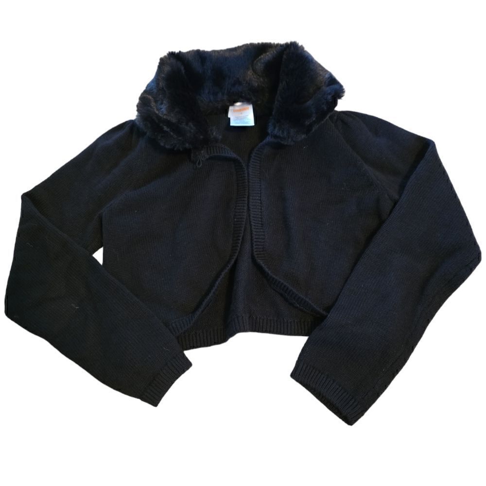 Gymboree crop cardigan with faux fur collar size 6